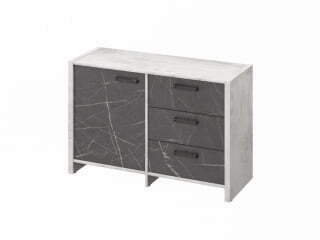 Тумба для документов для документов Festus FB-12-01.G 1222x460x806 (Хромикс Белый/Камень Пьетра Гриджиа черный)