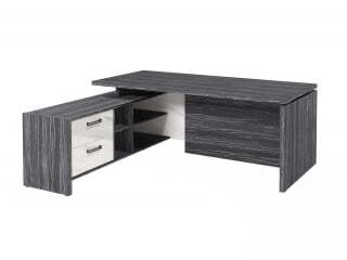 Стол руководителя с опорной тумбой Festus FB-119L.GG 1900x1800x750 (Древесина Графит/Мрамор Леванто белый)