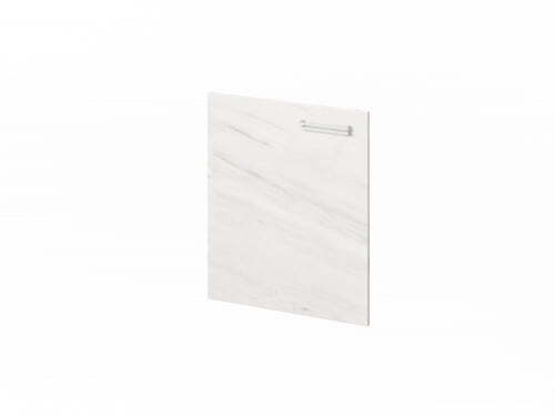 Дверь низкая ЛДСП FI-011L.G левая. Фурнитура INOX 560x18x670 (Хромикс Белый/Мрамор Леванто белый)
