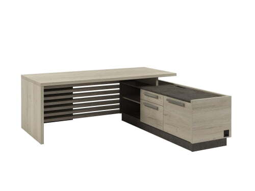 Стол с опорной тумбой, правый Vestar Z-220пр.1000 2000x2030x750 (Дуб Галифакс белый/Бетон Чикаго)