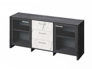 Тумба для документов Festus FI-13-02.G 1804x460x806 (Древесина Графит/Мрамор Леванто белый)