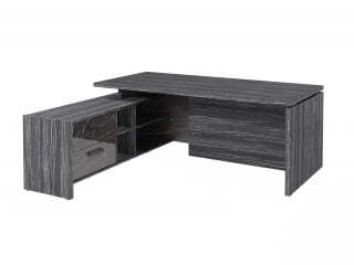 Стол руководителя с опорной тумбой Festus FB-119L.GG 1900x1800x750 (Древесина Графит/Камень Пьетра Гриджиа черный)