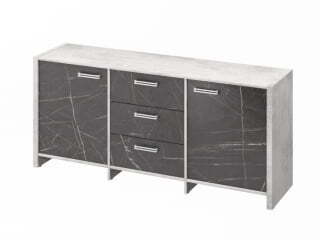 Тумба для документов Festus FI-13-01.G 1804x460x806 (Хромикс Белый/Камень Пьетра Гриджиа черный)