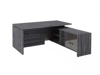 Стол руководителя с опорной тумбой Festus FB-117R.GG 1700x1800x750 (Древесина Графит/Камень Пьетра Гриджиа черный)