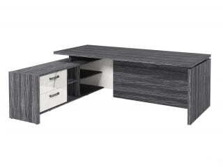 Стол руководителя с опорной тумбой Festus FB-121L.GG 2100x1800x750 (Древесина Графит/Мрамор Леванто белый)