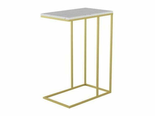 Стол журнальный Агами АГМ 300x500x700 (Белый мрамор/золото)