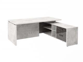 Стол руководителя с опорной тумбой Festus FB-119R.GG 1900x1800x750 (Хромикс Белый/Камень Пьетра Гриджиа черный)