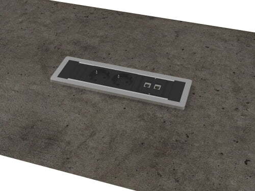 Центральная вставка стола переговора с блоком розеток Vestar Z-212 1400x460x18 (Дуб Галифакс белый/Бетон Чикаго)