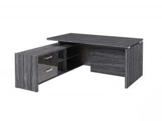 Стол руководителя с опорной тумбой Festus FI-117L.GG 1700x1800x750 (Древесина Графит/Камень Пьетра Гриджиа черный)