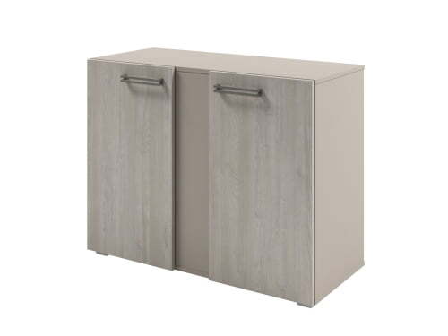 Стеллаж низкий с дверьми Solution D-75 950x414x714 (Акация Морава/Кашемир)