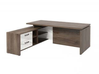 Стол руководителя с опорной тумбой Festus FB-119L.GG 1900x1800x750 (Орех Пацифик Табак/Мрамор Леванто белый)