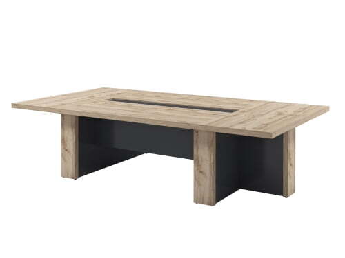 Стол переговоров на 8 человек Torston Т-104 без центральной вставки  3000x1600x750 (Дуб Вотан/Антрацит)