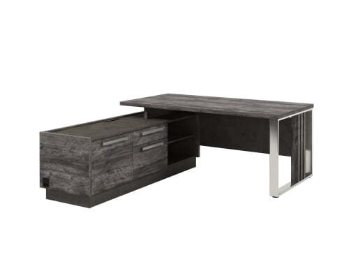 Стол с опорной тумбой и металлической опорой, левый Vestar Z-418л.1000 1800x2030x750 (Сосна Пасадена/Бетон Чикаго)