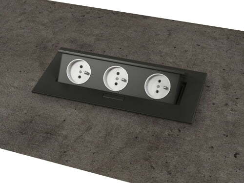 Центральная вставка стола переговора с блоком розеток Vestar Z-213 1400x460x18 (Дуб Галифакс белый/Бетон Чикаго)