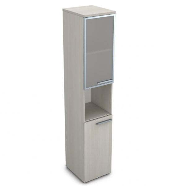 9ПП.005.20 Пенал высокий со стеклом и нишей (400x450x2045), правый (Ivory)