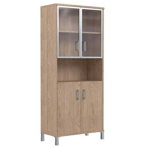 Шкаф широкий, глухие двери без замка+стекло в AL раме Born B-430.9 900x450x2054 (Дуб Девон)
