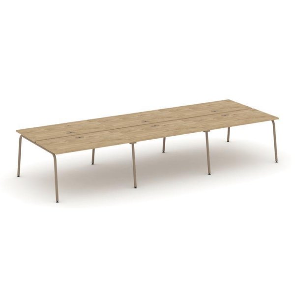 Рабочая станция 6 мест ES.D.RS-6.3-LK (4140х1500х750) (Тиквуд Светлый/Металл Латте)