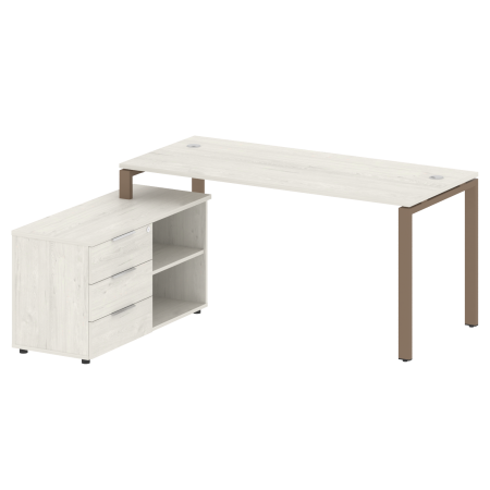 Рабочая станция с опорной тумбой левая Metal System Style БП.РС-СТС-2.4 Л 1700x1520x750 (Дуб Наварра/Мокко металл)