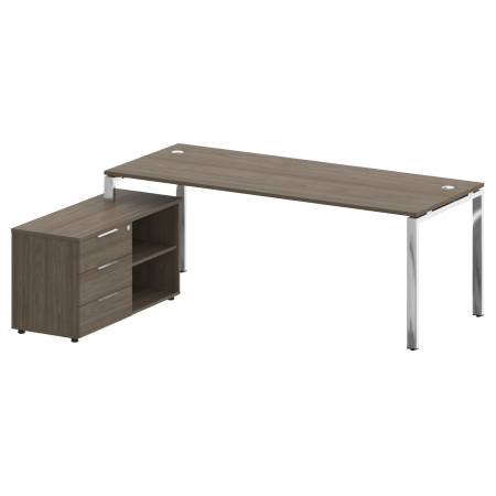 Стол для руководителя с тумбой левый БГ.СРТ-6.8 (L) 2100x1620x750 (Вяз Благородный/Нерж. Сталь)