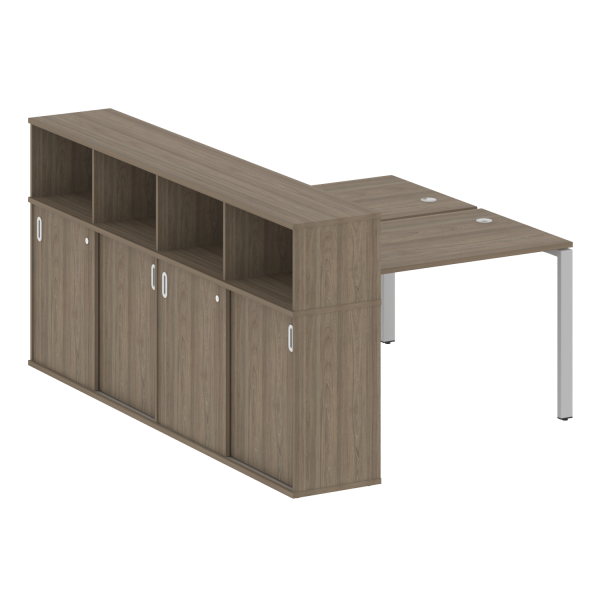 Рабочая станция с опорным шкафом-купе Metal System Style БП.РС-СШК-4.2 1610x2332x1098 (Вяз/Серый металл)