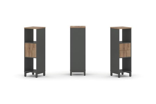 Набор стеллажа 1 сторонний, 3 яруса SN.NS-311 (387х400х1248) (Антрацит/Дуб Табак/Металл Антрацит)