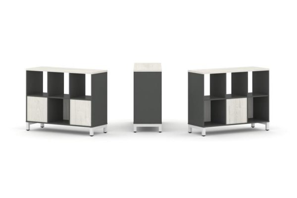 Набор стеллажа 2-х сторонний, 2 яруса SN.NSD-231 (1121х400х881) (Антрацит/Дуб Наварра/Металл Белый)