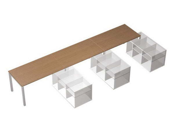 Рабочая станция (3х160) на 3-х опорных тумбах правых (БЕЗ ТУМБ) Profiquadro КВ 0115-3 БВ 5074x1700x7 (Белый премиум / Вишня скандинавскаяСерый)