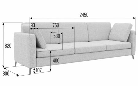 Диван трехместный BRS-3 (Alia 3/Металл Черный)