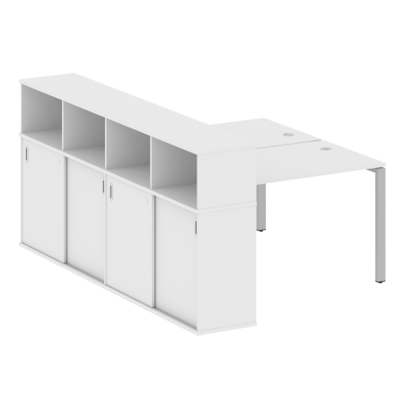 Рабочая станция с опорным шкафом-купе Metal System Style БП.РС-СШК-4.2 1610x2332x1098 (Белый/Серый металл)