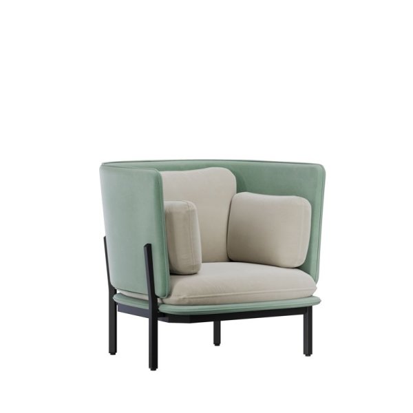 Диван одноместный с низкой спинкой STA-01L (Velutto 13/Velutto 14/Металл Черный)