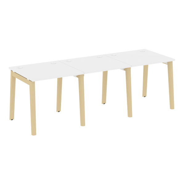 Рабочая станция на деревянных опорах Onix Wood OW.RS-3.0.8 2340x800x750 (Белый Бриллиант/Дуб Светлый)