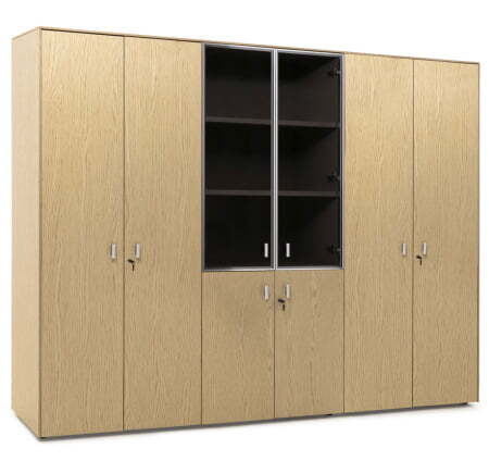 EXE Шкаф комбинированный+гардероб+для бумаг (Дуб Светлый/Хром)