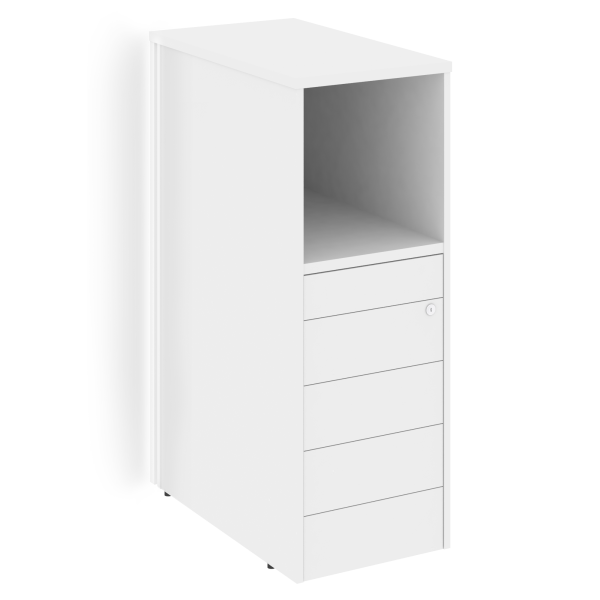 Тумба с подсветкой 5 ящиков TIP-ON завершающая, левая Onix O.R-TV-5TIP.SL 436x767x1185 (Белый Бриллиант)