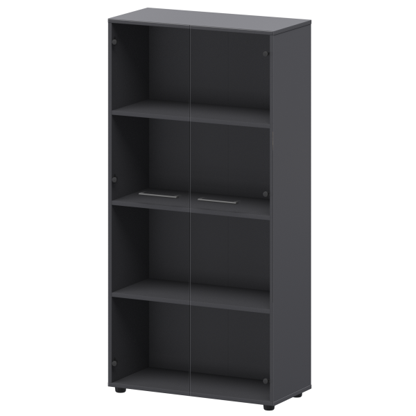 Шкаф высокий со стеклом Кортез СМШ48S 792x380x1595 (Графит)