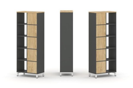 Набор стеллажа 2-х сторонний, 5 ярусов SN.NSD-521 (754х400х1982) (Антрацит/Тиквуд Светлый/Металл Белый)