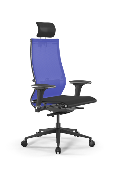 Кресло для руководителя Метта SynchroSit 10 B2-107D - T /Km00/Nb00/D32P/H3mL-2D(M23.B11.G19.W03) (Васильковый | Черный)