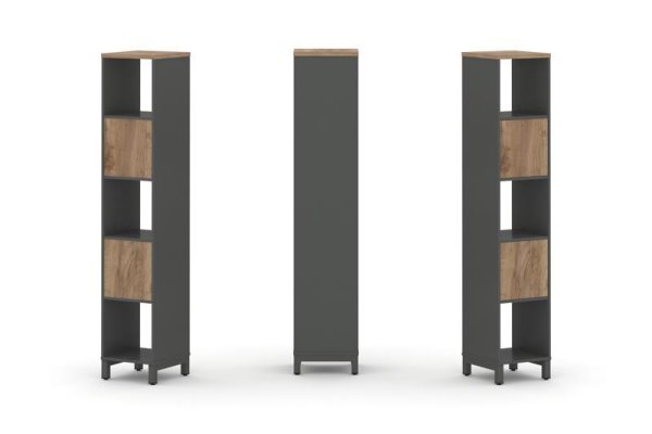 Набор стеллажа 1 сторонний, 5 ярусов SN.NS-511 (387х400х1982) (Антрацит/Дуб Табак/Металл Антрацит)