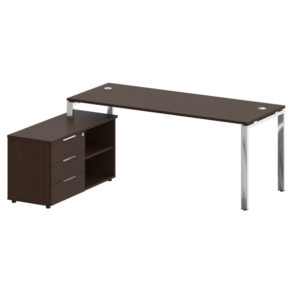 Стол для руководителя с тумбой левый БГ.СРТ-5.7 (L) 1900x1520x750 (Венге Цаво/Нерж. Сталь)