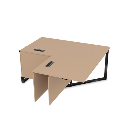 16СУС.196 Стол угловой бенч, средний модуль  (1600/900x1600/900x750) (Mokko | Черный Глянец)