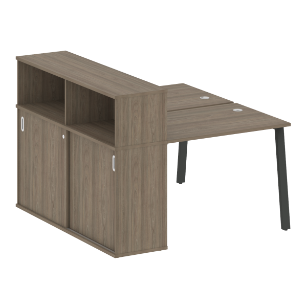 Рабочая станция с шкафом-купе на А-образном м/к Metal System Style БА.РС-СШК-2.1 Т 1410x1475x1098 (Вяз/Антрацит металл)