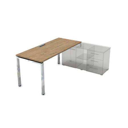 Стол рабочий, прямолинейный, правый Gloss НСТП-П.974 1600x700x750 (TeakwoodХром)