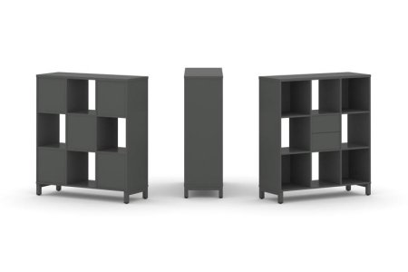 Набор стеллажа 1 сторонний, 3 яруса SN.NS-331 (1121х400х1248) (Антрацит/Металл Антрацит)