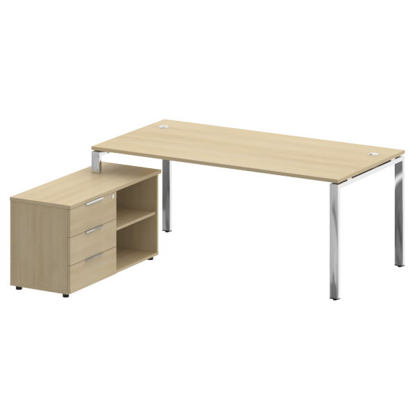 Стол для руководителя с тумбой левый БГ.СРТ-5.9 (L) 1900x1720x750 (Акация Лорка/Нерж. Сталь)