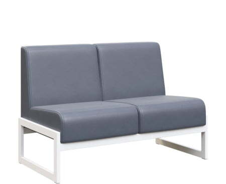 Диван двухместный MD.D2  (1255х700х700) (Oregon Серый арт.17/Белый металл)