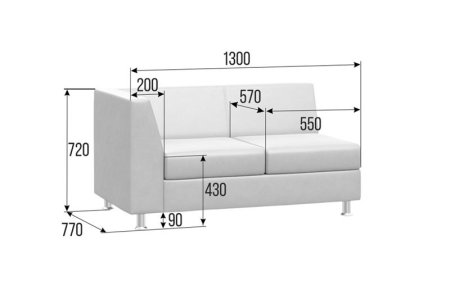 Секция с подлокотником двухместная правая PR.SP-2 (R) (Kardif 028)
