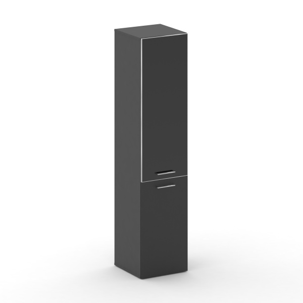 Шкаф узкий высокий Cross CRF.SU-101 (R) white (450x460x2000) (Черный F-Базальт UM-Лакобель черный)