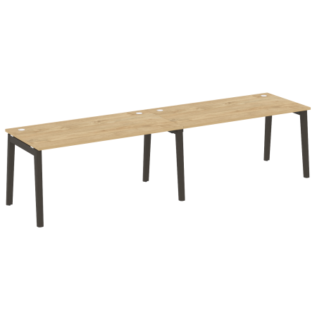 Рабочая станция на деревянных опорах Onix Wood OW.RS-2.4.8 3160x800x750 (Тиквуд Светлый/Дуб Темный)