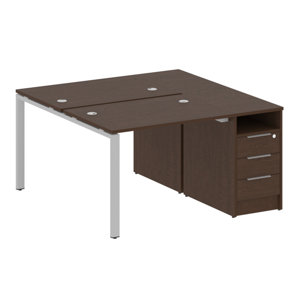 Рабочая станция с опорной тумбой Metal System Style БП.РС-СТП-2.1 1412x1475x750 (Венге Цаво/Серый металл)