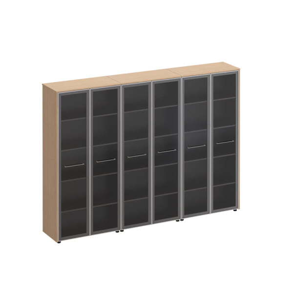 Шкаф комбинированный высокий (стекло + стекло + стекло) Reventon МЕ 381 2740x460x1960 (Зебрано песочный)