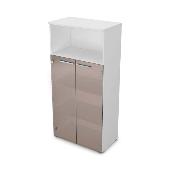 9Ш.004.5 Шкаф со стеклом и нишей (800x450x1645) (Белый премиум)